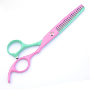 Ciseaux à cheveux rose et vert à pointe arrondie, lame en acier inoxydable, manche long, pour droitiers, ciseaux de barbier professionnels - Product Image 2