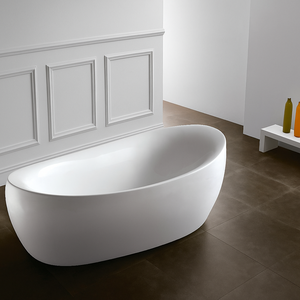 Bañera de Lujo Independiente de Acrílico Blanco Brillante, Diseño Moderno para Baño, Hotel o Villa - Product Image 1