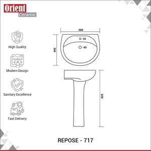 Lavabo de Cerámica con Pedestal, Elegante y Duradero, de Alta Calidad, para Uso en Hoteles y Restaurantes, Venta al Por Mayor - Product Image 3