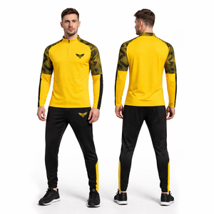 ชุดวอร์มสีเหลืองดำแบบกำหนดเอง ชุดกีฬาแห้งเร็ว แขนยาว ซิป ¼  ชุดออกกำลังกาย ชุดวิ่ง ชุดฟิตเนส ชุดแอคทีฟแวร์ - Product Image 1