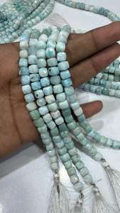 Nuevas Cuentas de Larimar Natural en Tendencia, Forma Cuadrada Facetada, 6mm-7mm, para Accesorios de Joyería, Mejor Calidad, Venta al Por Mayor, 8 Pulgadas - Product Image 2