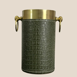 Crocodile Leather Wine Chiller Elegant Round Wine Cooler With Crocodile Texture Insulated Bottle Holder - Product Image 4