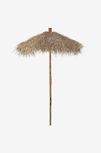 Parasol en feuilles de palmier tropicales avec poteau en bambou rustique - Auvent en chaume tropical à deux niveaux avec base solide pour l'extérieur - Product Image 2