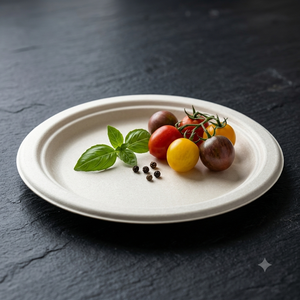 CANEX 7 Inch Bagasse Dinner Plate Biodegradable Compostable Disposable Sugarcane Fiber Microwave-safe Water Resistant - Product Image 2