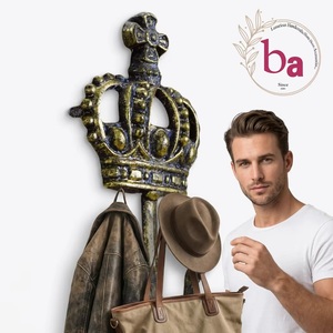 Antique Crown Shape Cast Iron Eco-Friendly Waterproof Adjustable Wall <b>Hook</b> Handmade <b>Decorative</b> <b>Coat</b> Hanger for Clothing Storage - Product Image 4