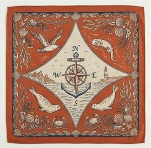 Pañuelo Cuadrado con Estampado de Animales Marinos, Estilo Casual de Algodón, para las Cuatro Estaciones - Product Image 1