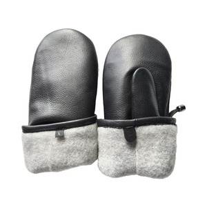 Leather Wrist Length Mittens Thermal Unlined Plain Style Daily Use Winter Home - Product Image 2