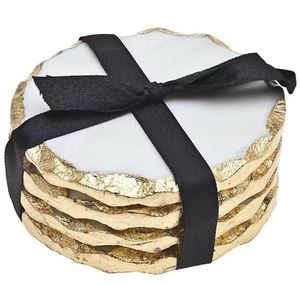 selling marble silver <b>edge</b> coaster set for wedding and promotion Gift Table decor wedding kitchen - Product Image 2