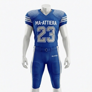Ensemble de maillots de football américain personnalisés, bleu royal et blanc, uniforme, pantalon de football rembourré, numéro 23, vêtements d'équipe, OEM ODM, vente en gros - Product Image 2