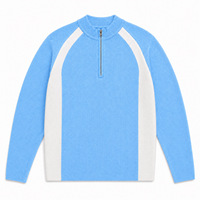 Pull en coton d'hiver pour homme avec logo personnalisé, style maillot de football ou de basketball, décontracté, tricoté, avec fermeture éclair quart de tour