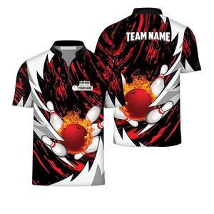 Factory Customized Sublimation Printed Men's for Shirt Blank Short Sleeve Polyester High Quality Quick Dry Golf <b>Bowling</b> - Product Image 2