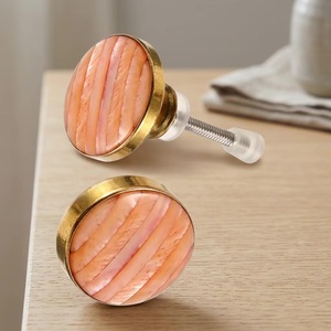 Ba Round Brass Cabinet <b>Knobs</b> with Pink Shell Inlay Modern Design Eco-Friendly <b>for</b> <b>Dresser</b> Wardrobe Drawer - Product Image 2
