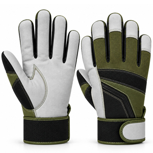 Gants d'assemblage de qualité supérieure, dernière tendance, avec construction multi-panneaux, paume texturée et sangle de poignet réglable, vert olive - Product Image 1
