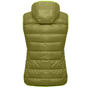Gilet matelassé sans manches à capuche personnalisé avec logo OEM, en toile écologique, coupe-vent et respirant, style streetwear pour femme - Product Image 2