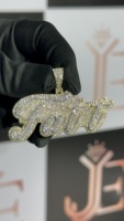 Pendentif FATT personnalisé avec nom en écriture cursive, tendance, serti de moissanite, bijoux de luxe pour mariage, en argent sterling 925, style hip-hop, rock, rappeur