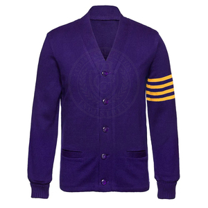Fraternity Sorority Purple Men's women's Sweater <b>Acrylic</b> Knitted Cardigan Yellow Stripes Embroidery Greek <b>letter</b> All Season Wear - Product Image 1