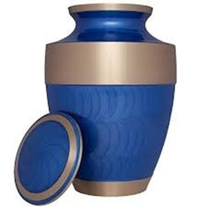 Urne funéraire élégante en laiton pour cendres d'adulte avec incrustation de nacre - Product Image 1