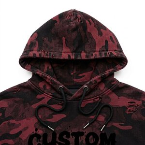 Conjunto Deportivo con Capucha de Camuflaje para Hombre, Estampado de Llamas Verde Neón, Estilo Urbano, Bolsillos con Cordón, Corte Regular, 100% Algodón - Product Image 3