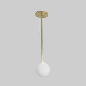 Luminaire suspendu au plafond en laiton minimaliste, globe blanc rond, décoration intérieure pour salon - Product Image 1