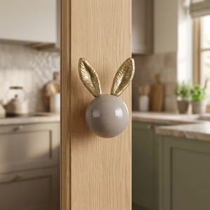 Resin Rabbit Ear Cabinet Knob <b>Gold</b> Ears Beige Ball Contemporary <b>Kitchen</b> Furniture <b>Handle</b> Durable Eco-Friendly Adjustable Design - Product Image 4