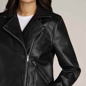 Women's Genuine Sheep <b>Leather</b> Bomber <b>Jacket</b> Plaid Pattern Breathable Zipper Closure <b>Long</b> Length Winter Season - Product Image 1