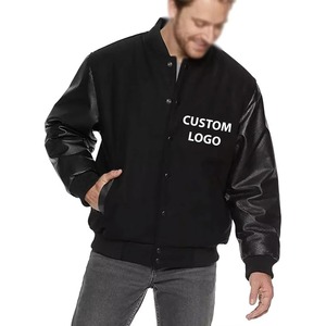 Veste universitaire personnalisée à manches longues en toile avec broderie de lettres en chenille sur le devant, pour homme, 100% laine, imperméable, coupe-vent, hiver - Product Image 1
