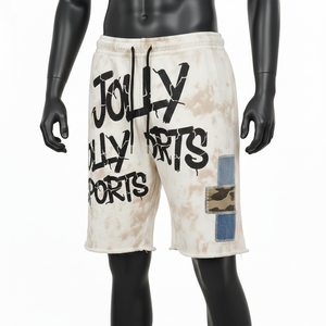 Pantalones Cortos para Hombre con Lavado Ácido, Algodón de Alta Calidad, Felpa de 320 GSM, Estilo Urbano, Diseño de Paneles, Logotipo Impreso - Product Image 4