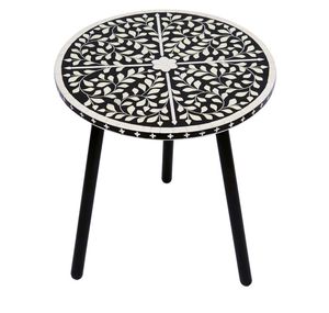 Modern Bone Inlay Center <b>Table</b> Handmade Decorative <b>Coffee</b> <b>Table</b> with <b>Black</b> and White Resin Inlay for Luxury Interiors - Product Image 5