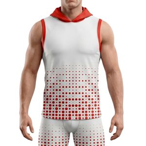 Shorts de football 7v7 imprimés par sublimation, ensemble maillot sans manches à capuche en polyester et élasthanne, kits de sport respirants - Product Image 3