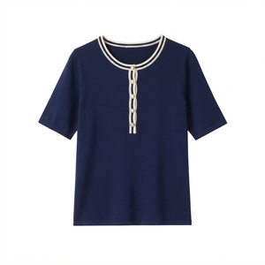 Camisetas de algodón 100% de alta calidad al por mayor para mujer, con bloques de color, diseños personalizados, ropa de calle, camisetas de moda. - Product Image 6