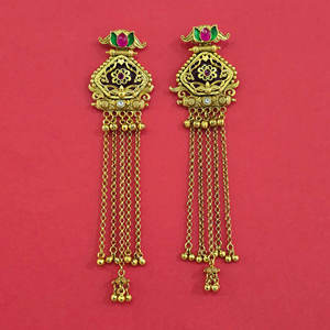 Pendientes de araña étnicos chapados en oro con piedras de circonita y diseño floral para mujer, joyería de boda - Product Image 6