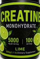 Créatine Monohydrate Personnalisée OEM 500g en Poudre Saveur Citron Vert, 5000mg Pure Micronisée, Vente en Gros, Votre Marque & Votre Étiquette