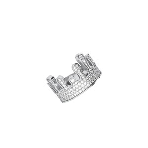 Iced Out Crown Design Diamond <b>Sterling</b> <b>Silver</b> Luxury <b>Adjustable</b> <b>Ring</b> for Men and Women IGI Certified Trendy Style - Product Image 2
