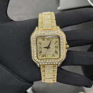 Montre en quartz de luxe pour homme avec diamants Moissanite, style hip-hop urbain, étincelante - Product Image 1