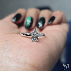 Pear Cut Lab Grown Diamond 1 Carat <b>Solitaire</b> Engagement <b>Ring</b> IGI Certified 10k White Gold Minimalist Bridal Wedding Anniversary - Product Image 5