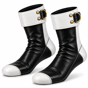 Chaussettes en cuir personnalisées Khuff pour hommes, chaussures islamiques traditionnelles mi-mollet avec boucle décorative et production sous marque privée - Product Image 5