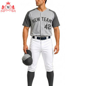 Nuevo Conjunto de Uniforme de Béisbol para Hombre, Jersey Gris, Pantalones Blancos, Poliéster Transpirable, Talla Adulto 42 - Product Image 3