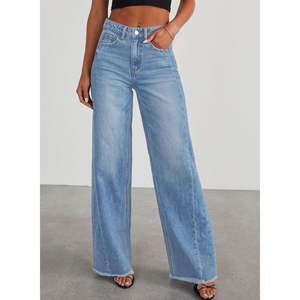 2025 femmes High Street Style XL taille jambe large taille haute Stretch ourlet brut Denim pantalon respirant Zimbaplatinum crayon - Product Image 2