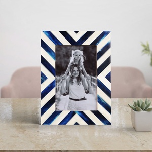 Modern Black <b>White</b> Chevron Bone Inlay Customized Photo <b>Frame</b> Eco-Friendly Tabletop Home Decor the Handmade Collection - Product Image 4