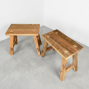 Reclaimed Teak <b>Wood</b> <b>Stool</b> Rustic Living Room Side Table Small Wooden Bench Vintage Accent Footstool for Home Decor Wholesale - Product Image 3