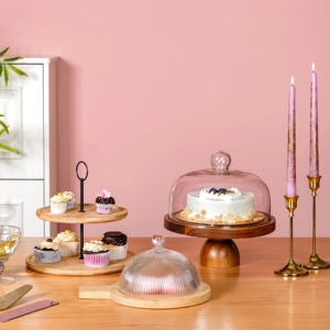 Support à desserts en bois de qualité supérieure, construction en bois massif avec finition lisse, idéal pour une présentation élégante des desserts et une présentation sur table. - Product Image 1