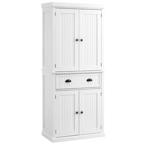 Armadio Dispensa da Cucina Tradizionale Bianco da 72 Pollici con 3 Ripiani Regolabili e Ante, Soluzione per l'Organizzazione della Cucina - Product Image 1