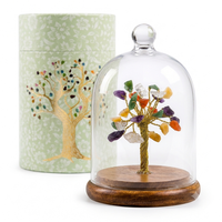 Arbre en cristal œil porte-bonheur sous cloche en verre avec coffret cadeau haut de gamme – Feng Shui, protection, porte-bonheur, décoration intérieure