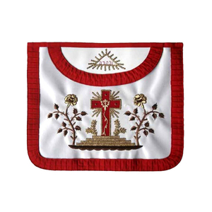 Wholesale Masonic Scottish Rite <b>Apron</b> <b>Black</b> Velvet White Center Gold Machine Embroidery Ankh Symbols Adjustable Waist Belt - Product Image 1