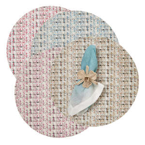Collezione Coquette di Mode Living, Set di 4 Tovagliette Rotonde in Vinile 100% Privo di Ftalati, Motivo a Quadri, Lavabili in Lavatrice - Product Image 1