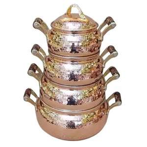 Juego de Ollas de Acero Inoxidable de Lujo con Acabado Martillado y Asas Doradas para Buffet, Hotel o Restaurante - Product Image 4