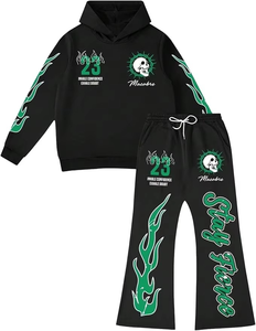 Conjunto Deportivo Unisex de Invierno, Estilo Urbano, con Forro Polar Térmico, Logotipo Personalizado, Pantalones Acampanados, Ecológico, Ligero y Transpirable, con Sudadera con Capucha - Product Image 2