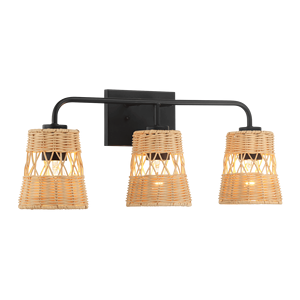 Applique da Parete a Tre Luci Moonlit con Paralume in Rattan per Specchio da Bagno - Product Image 3