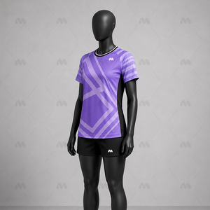 Conjunto de camiseta y pantalones cortos de fútbol para mujer, totalmente personalizado, uniforme de fútbol morado, kit de entrenamiento para club, ropa de equipo, nombres y logotipos personalizados - Product Image 2