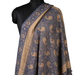 Chal Acrílico para Mujer, Azul Beige con Estampado Floral Paisley, Ligero, Transpirable, Estilo Étnico, para Uso Diario, Hiyab, Elegante - Product Image 1